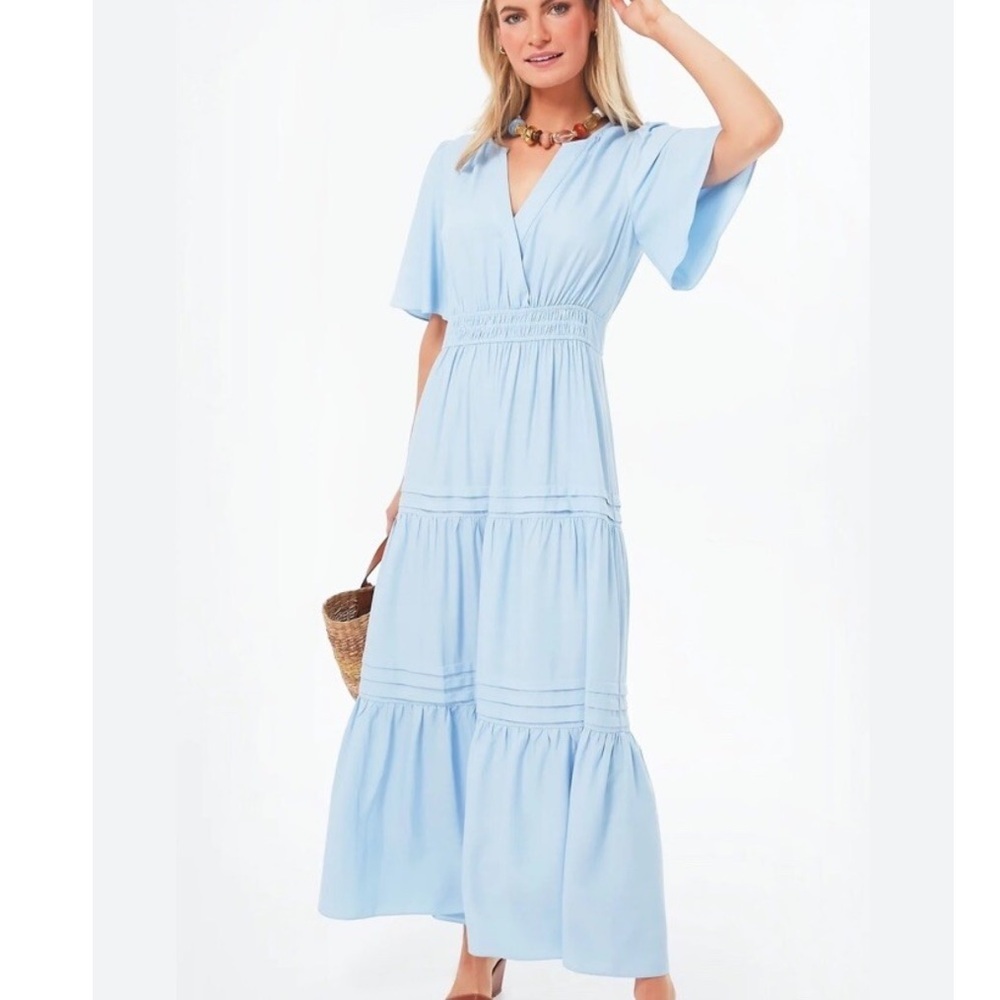 Pomander Place Light Blue Tiered Maxi Dress Size Large